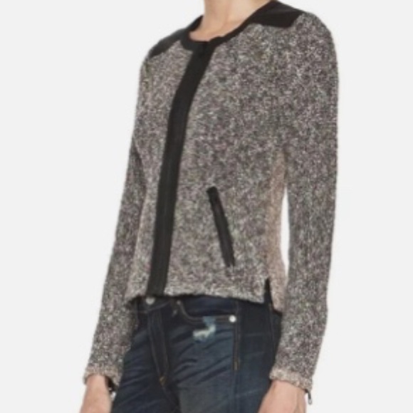 Rag & Bone Lori Tweed Leather Trim Moto Jacket - Picture 3 of 15